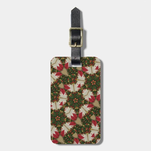 エレガントクリスマスリースレッドグリーンカレイドスコープ ラゲッジタグ (正面縦)