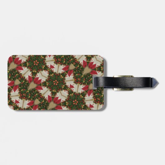 エレガントクリスマスリースレッドグリーンカレイドスコープ ラゲッジタグ (裏面横)