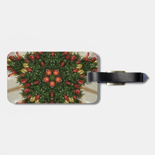 エレガントクリスマスリースレッドグリーンカレイドスコープ ラゲッジタグ (裏面横)
