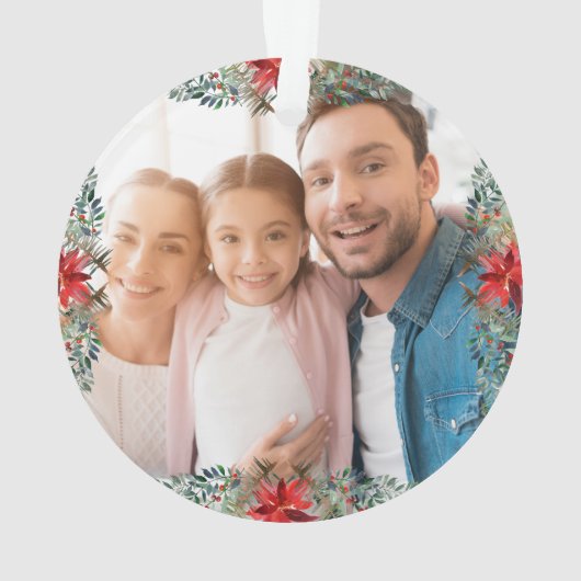 エレガントクリスマスリース家族モノグラム写真 オーナメント (裏面)