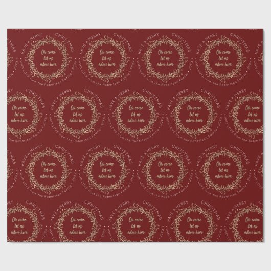 エレガントクリスマスリース来アドレ彼の赤い金ゴールド ラッピングペーパー (フラット)