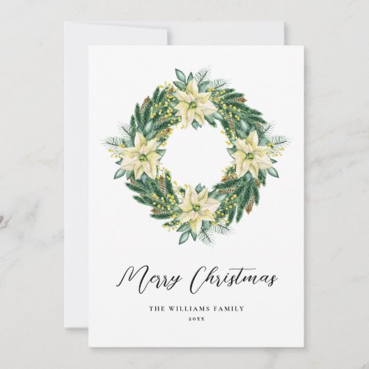 エレガントクリスマスリース非フォトホリデーカード シーズンカード (正面)