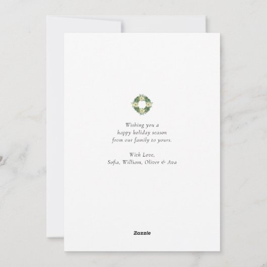 エレガントクリスマスリース非フォトホリデーカード シーズンカード (裏面)