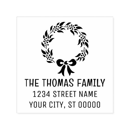 エレガントクリスマスリース#10名前差出人住所 セルフインキングスタンプ (デザイン)