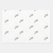 エレガントクリスマスリーフ水彩グリーン ラッピングペーパーシート (正面3)