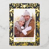 エレガントクリスマスリーフ2フォトゴールドフォイル 箔シーズンカード (正面)