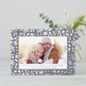 エレガントクリスマスリーフ2フォトシルバー 箔シーズンカード (立ち正面)