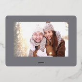 エレガントクリスマスリーフ2フォトシルバー 箔シーズンカード (裏面)