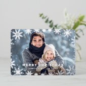 エレガントクリスマスリーフ2フォトシルバー 箔シーズンカード (立ち正面)