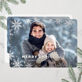エレガントクリスマスリーフ2フォトシルバー 箔シーズンカード