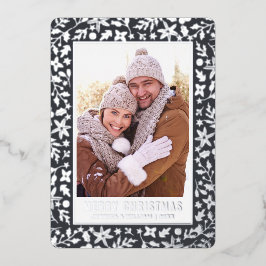 エレガントクリスマスリーフ2フォトシルバー 箔シーズンカード