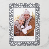 エレガントクリスマスリーフ2フォトシルバー 箔シーズンカード (正面)