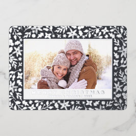 エレガントクリスマスリーフ2フォトシルバー 箔シーズンカード