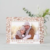 エレガントクリスマスリーフ2フォトバラ金ゴールド 箔シーズンカード (立ち正面)