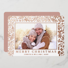 エレガントクリスマスリーフ2フォトバラ金ゴールド 箔シーズンカード