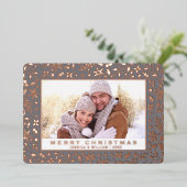 エレガントクリスマスリーフ2フォトバラ金ゴールド 箔シーズンカード (立ち正面)