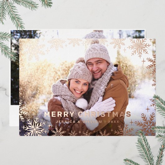 エレガントクリスマスリーフ2フォトバラ金ゴールド 箔シーズンカード