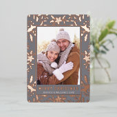 エレガントクリスマスリーフ2フォトバラ金ゴールド 箔シーズンカード (立ち正面)