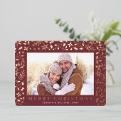 エレガントクリスマスリーフ2フォトバラ金ゴールド 箔シーズンカード (立ち正面)