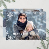 エレガントクリスマスリーフ3フォトシルバー 箔シーズンカード