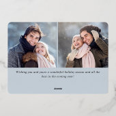 エレガントクリスマスリーフ3フォトシルバー 箔シーズンカード (裏面)