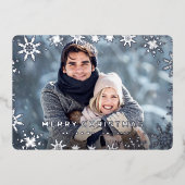 エレガントクリスマスリーフ4フォトシルバー 箔シーズンカード (正面)