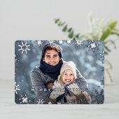 エレガントクリスマスリーフ4フォトシルバー 箔シーズンカード (立ち正面)