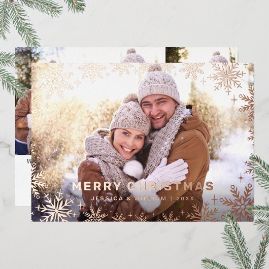 エレガントクリスマスリーフ4フォトバラ金ゴールド 箔シーズンカード