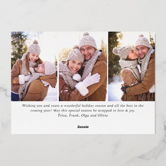 エレガントクリスマスリーフ4フォトバラ金ゴールド 箔シーズンカード (裏面)