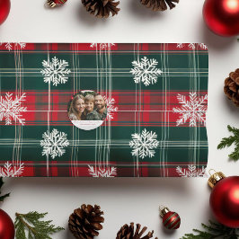 エレガントクリスマスレッドとグリーンの雪片 薄葉紙