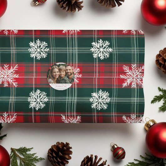 エレガントクリスマスレッドとグリーンの雪片 薄葉紙