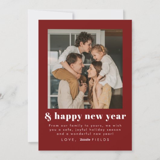 エレガントクリスマスレッドフォトファミリーホリデーカード シーズンカード (裏面)