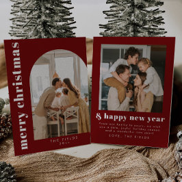 エレガントクリスマスレッドフォトファミリーホリデーカード シーズンカード