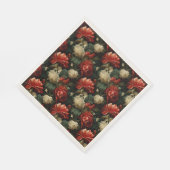 エレガントクリスマスレッド&クリームヴィンテージフローラ スタンダードランチョンナプキン (角)