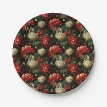 エレガントクリスマスレッド&クリームヴィンテージフローラ