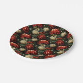 エレガントクリスマスレッド&クリームヴィンテージフローラ ペーパープレート (アングル)