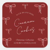 エレガントクリスマスレッド&ホワイト弓キャンドル スクエアシール (正面)