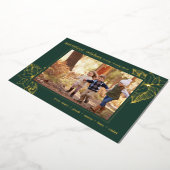 エレガントクリスマスワンフォトエメラルドグリーンと金ゴールド 箔シーズンカード (回転した状態)