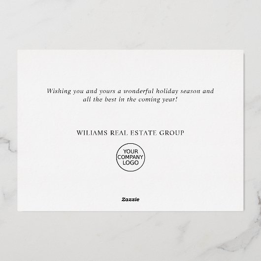 エレガントクリスマス企業のの挨拶金ゴールド 箔シーズンカード (裏面)