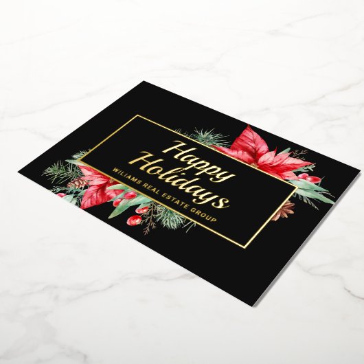 エレガントクリスマス企業のの挨拶金ゴールド 箔シーズンカード (回転した状態)