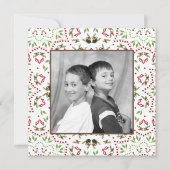 エレガントクリスマス写真の緑の広場 招待状 (正面)