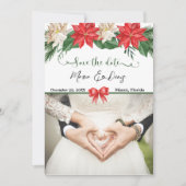 エレガントクリスマス写真ウェディング日付を保存する請求書 招待状 (正面)