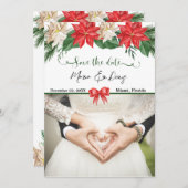 エレガントクリスマス写真ウェディング日付を保存する請求書 招待状 (正面/裏面)