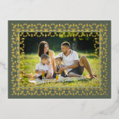 エレガントクリスマス写真スノーフレーク 箔シーズンポストカード (正面)