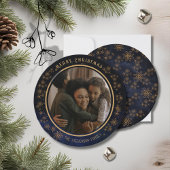 エレガントクリスマス写真ネイビーブルースターズ シーズンカード