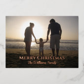 エレガントクリスマス写真名地形バラ金ゴールド 箔シーズンカード (正面)