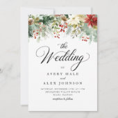 エレガントクリスマス冬の水の色結婚の 招待状 (正面)