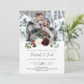 エレガントクリスマス冬の結婚写真 招待状 (スタンド正面)