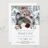 エレガントクリスマス冬の結婚写真 招待状 (正面/裏面)