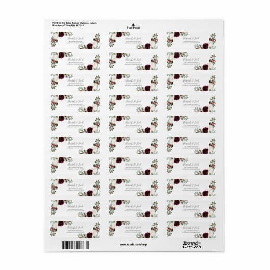 エレガントクリスマス冬の結婚式差出人住所 ラベル (フルシート)